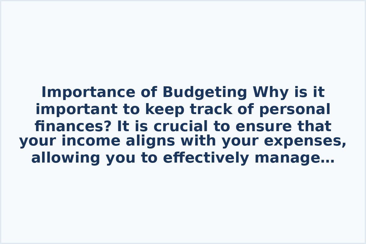 Importance of Budgeting