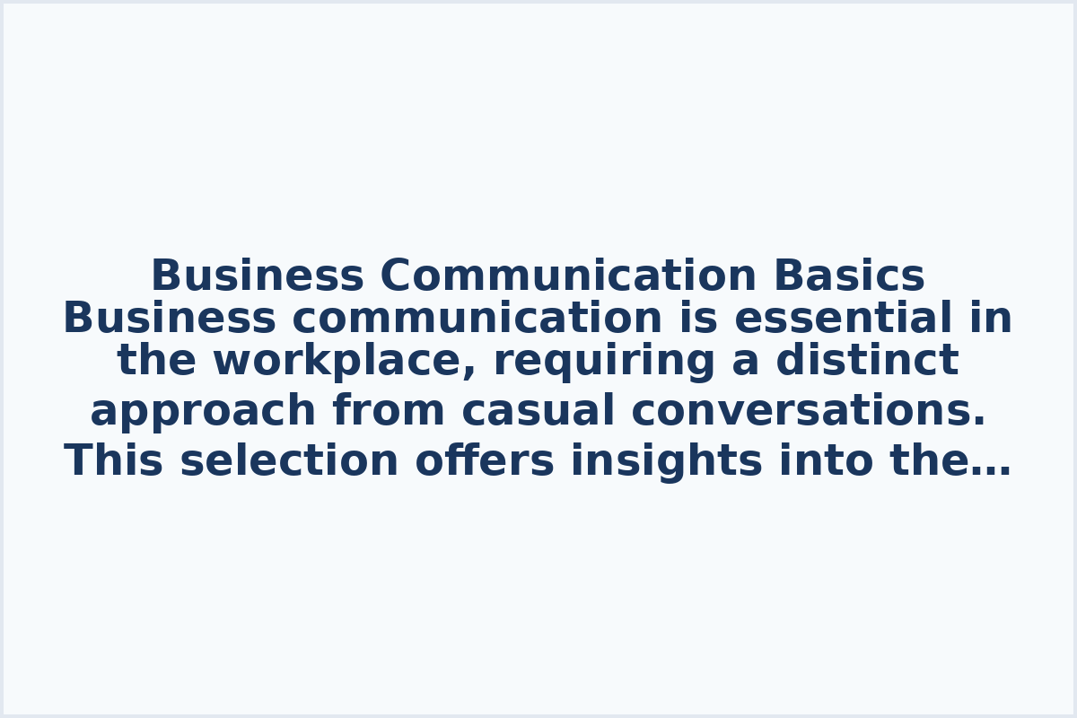 Business Communication Basics