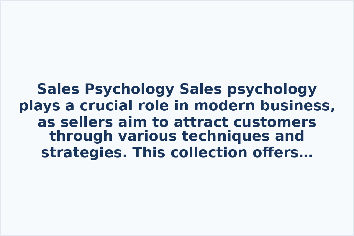 Sales Psychology