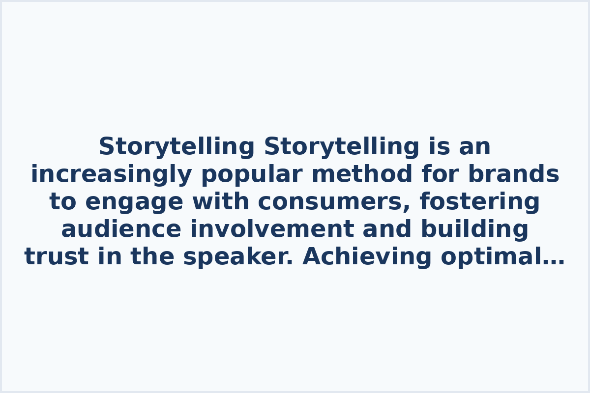 Storytelling

Storytelling is an increasingly popular method for brands to engage with consumers, fostering audience involvement and building trust in the speaker.

Achieving optimal results in storytelling involves mastering key techniques and skills:

- Storytelling technique: [Watch](https://youtu.be/wD_h-IJkG24?si=S-EekIo1DLw9exrC) - Storytelling as the art of narrative: [Watch](https://youtu.be/-O-TDq5FrSU?si=bFhMCc7y7KF7ptQA) - The three main rules of storytelling: [Watch](https://youtu.be/IVBa1u13hCs?si=_sJbGErKQ-hcmpn7) - Crafting a compelling story structure: [Watch](https://youtu.be/w75JlA4vHE8?si=8JKr2U40GQ2QX8nb)