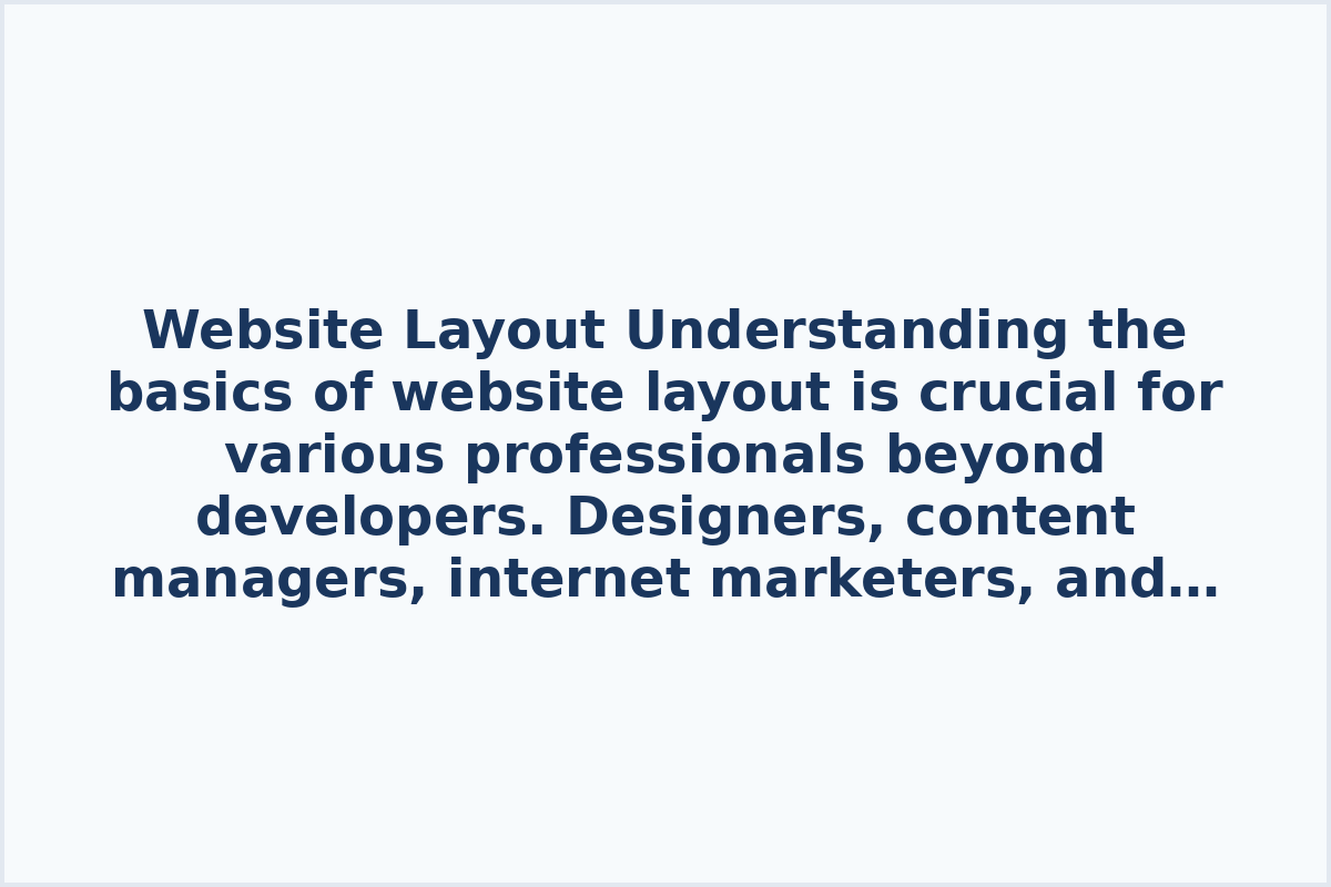 Website Layout

Understanding the basics of website layout is crucial for various professionals beyond developers. Designers, content managers, internet marketers, and project managers can benefit from the ability to modify a site's code.

This collection offers a comprehensive guide to mastering website layout fundamentals and initiating your initial projects.

- Adaptive website layout from scratch. Watch at: https://www.youtube.com/watch?v=f-irDQwt1l4

- Website layout from scratch using Figma design. Watch at: https://www.youtube.com/watch?v=1UP2dIYZXME

- Website layout from scratch for beginners. Watch at: https://www.youtube.com/watch?v=ltMSrSis9ww&t=1s

- Website layout based on a template for beginners. Watch at: https://www.youtube.com/watch?v=poZf7nGcPIk