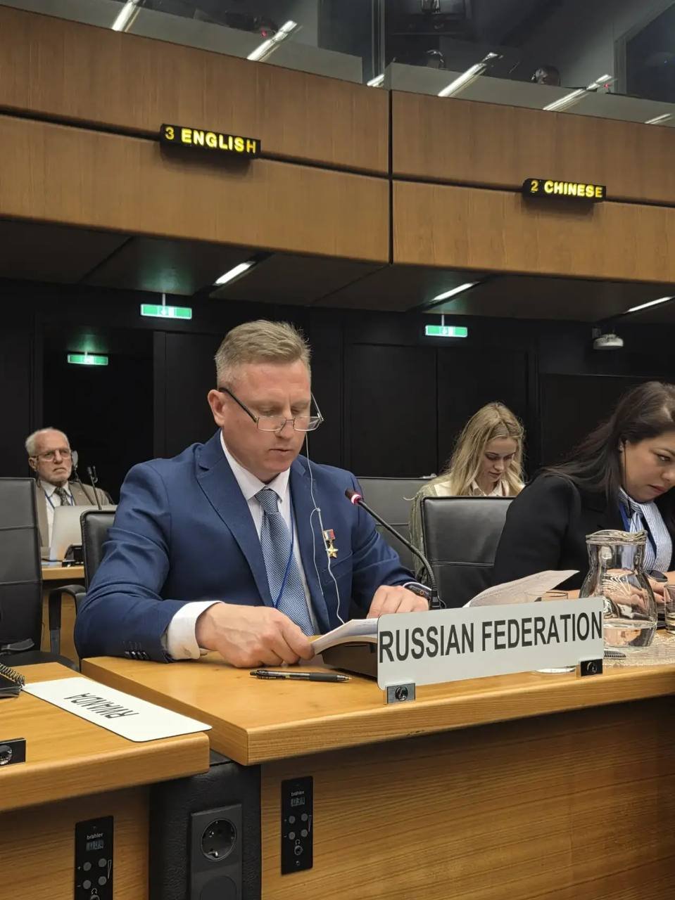 **Роскосмос на международной арене: космонавт Сергей Прокопьев выступил на сессии Юридического подкомитета Комитета ООН по космосу в Вене**