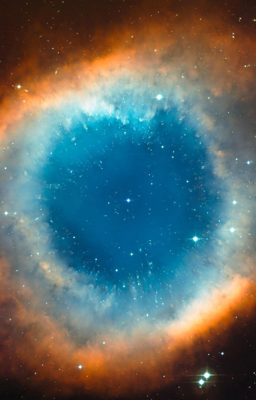 The snail nebula in Aquarius.

Located 650 light-years away, the Snail Nebula in the Aquarius constellation is among the nearest planetary nebulae to Earth. At its core, a visible remnant of a star, resembling our Sun, now exists as a compact white dwarf. This serves as a glimpse into the future, mirroring what awaits our Sun's transformation into a comparable nebula with a dwarf star at its center.