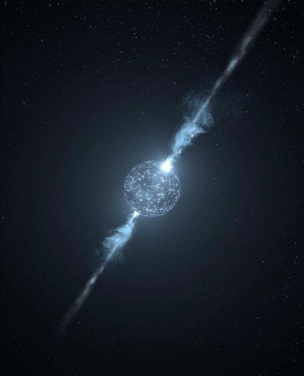 Neutron Star: A Dense Celestial Body After Supernova Explosion

A neutron star is a rapidly rotating celestial body that forms after a supernova explosion.

Despite its small size, only 20 km in diameter, a neutron star can have a mass comparable to that of the Sun.

To illustrate the extreme density, a teaspoon of neutron star material on Earth would weigh over 500 million tons. This incredible mass is a result of electrons being forced into nuclei, causing them to merge with protons and form neutrons.