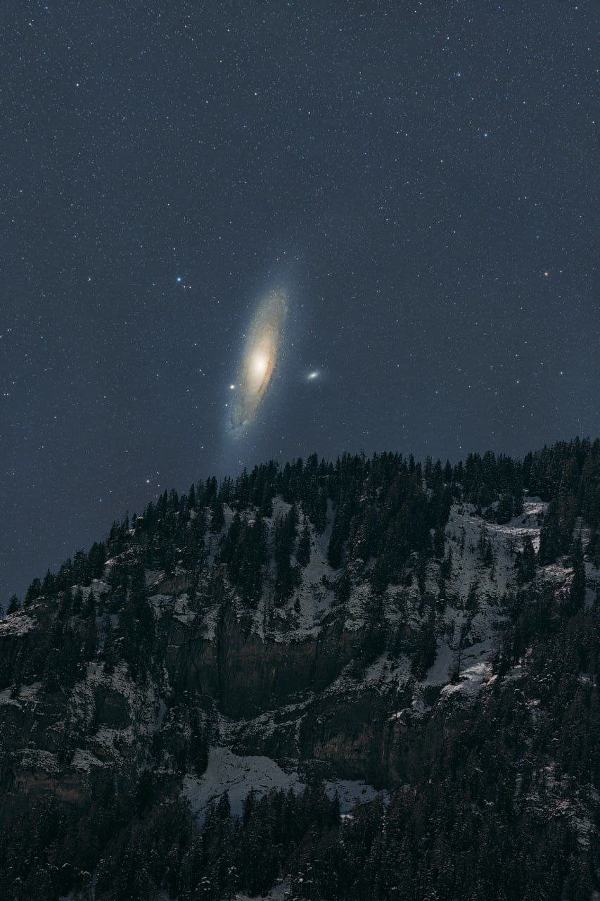 Andromeda Galaxy Shines Over French Alps