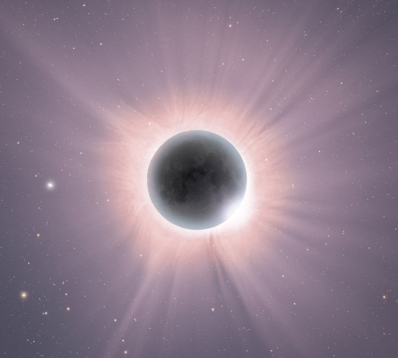 Solar Eclipse Photo Captures Stunning Details

A photo of the solar eclipse on April 8 showcases an ultra-wide dynamic range. The image is a composite of thousands of photos taken by five cameras with varying exposure settings. This unique approach allows for the visibility of both the solar corona and background stars in the final image.