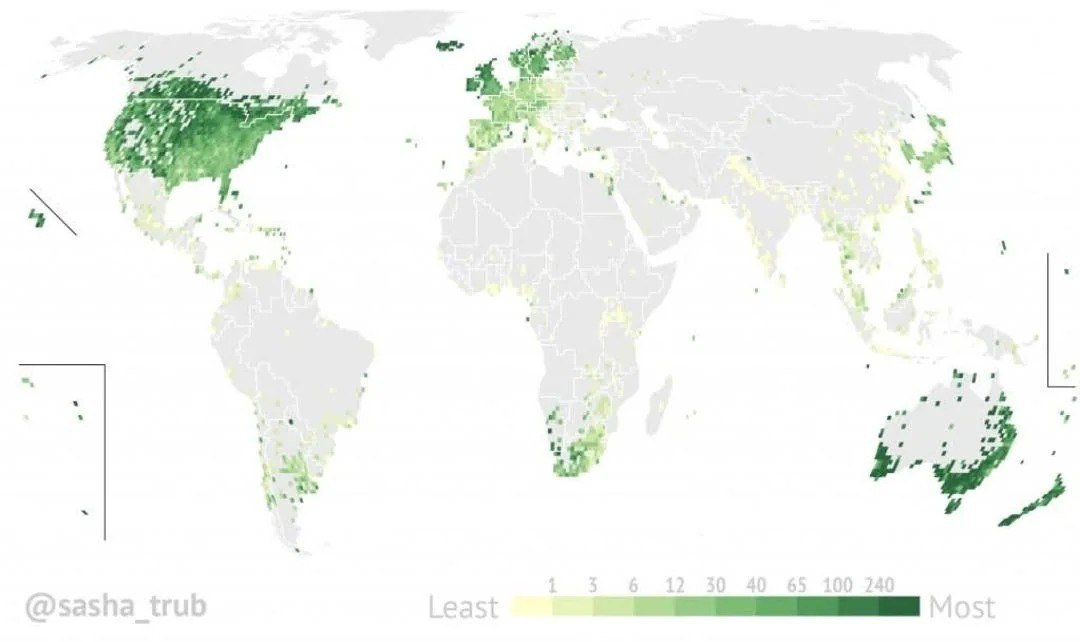 Number of Golf Courses per Million People in Various Regions