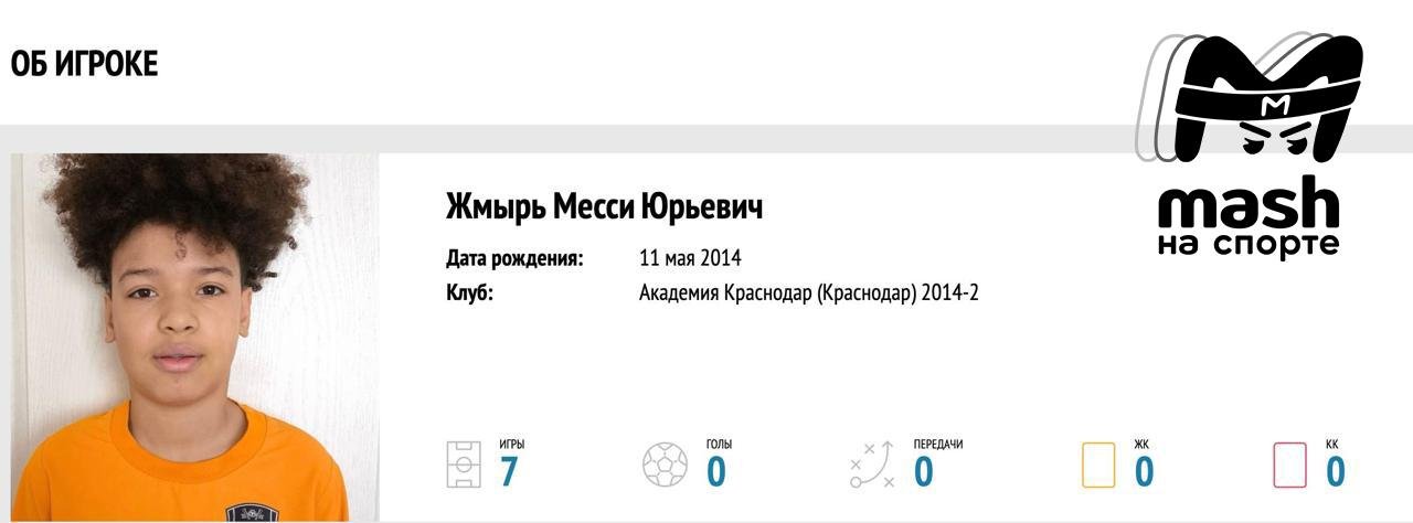 Spartak Signs Young Talent Messi Yuryevich Zhmyr

Spartak has successfully secured the transfer of Messi Yuryevich Zhmyr, a young player born in 2014, who now represents the red-and-white team.

Before joining Spartak, Messi played as a midfielder at the "Krasnodar" academy, participating in 7 matches without scoring goals or providing assists. Despite his young age, he has shown potential on social media, sharing a meme with Golovin and expressing his enthusiasm for joining Lokomotiv-Spain basketball team in a playful manner.

According to reports from Mash sports news, Messi's name was chosen by his mother, a fan of the original Messi. This transfer marks an exciting opportunity for Spartak to nurture a promising talent and strengthen their team for the future.