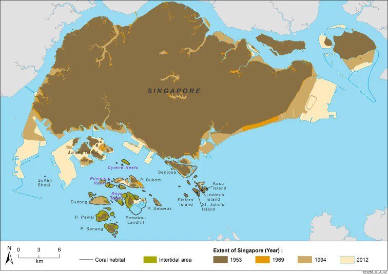 Singapore's Area Expanded by 20% in 40 Years