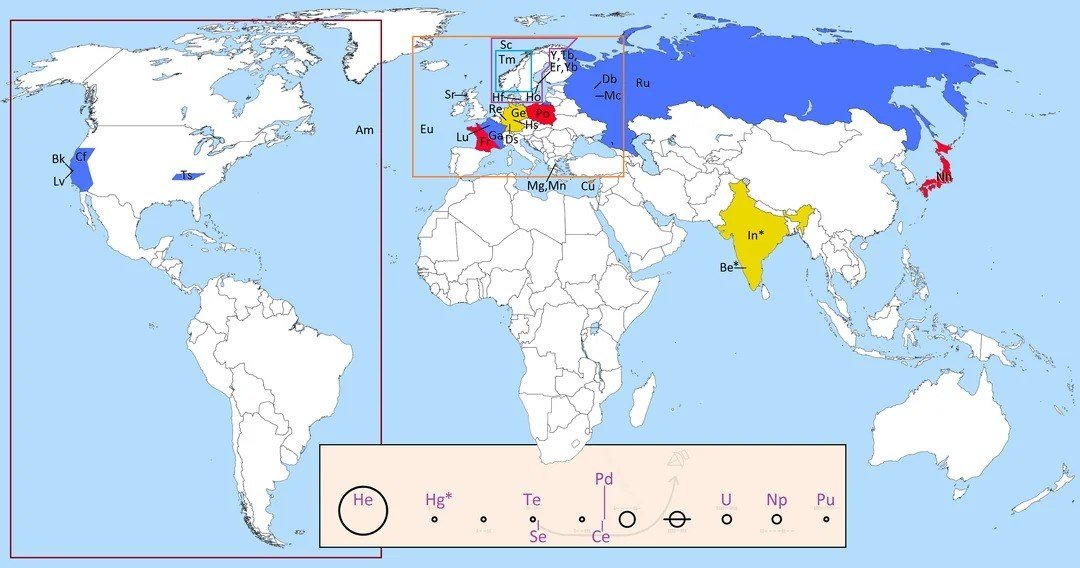 Locations and Planets in the Names of Chemical Elements