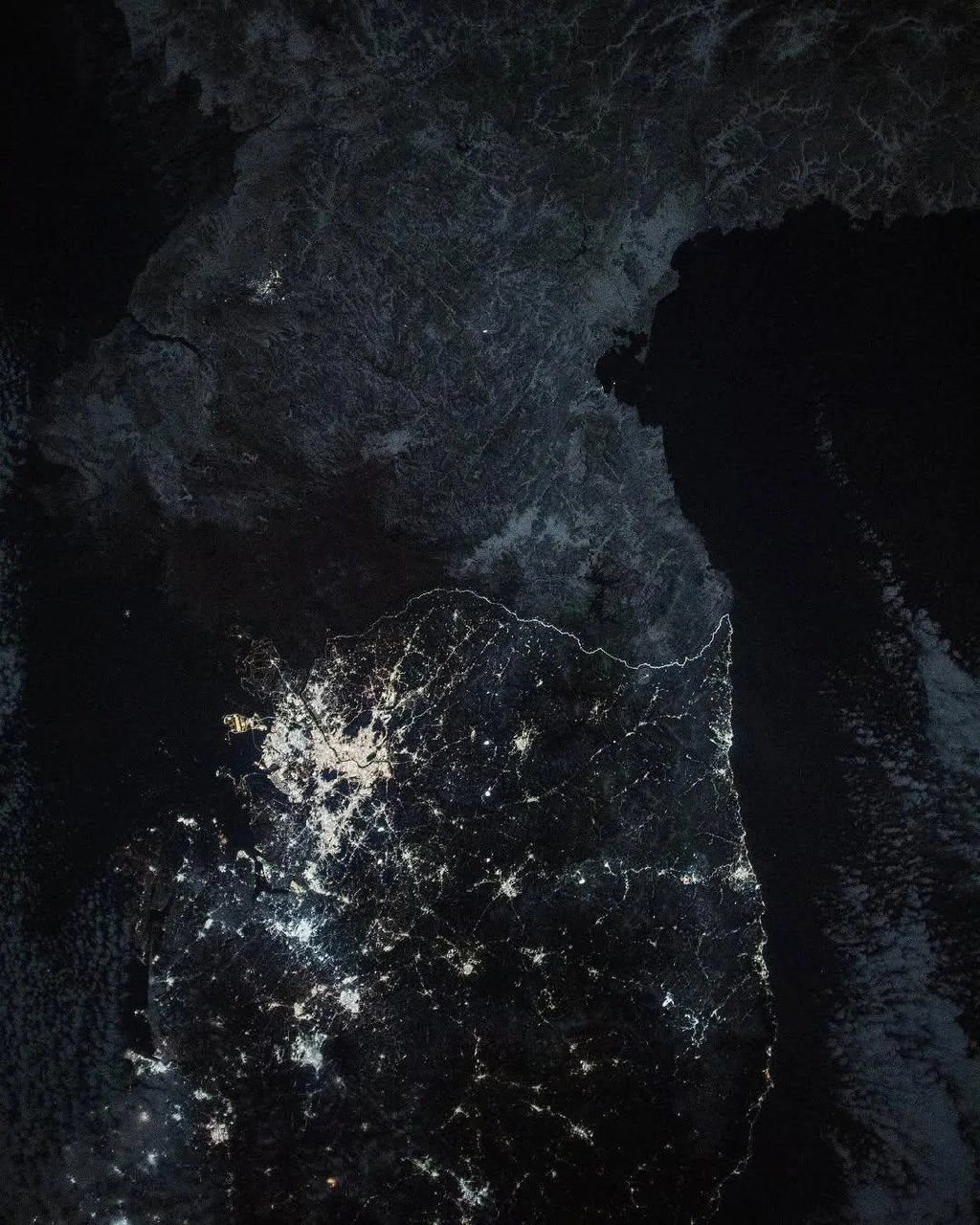 Night North and South Korea from a Satellite