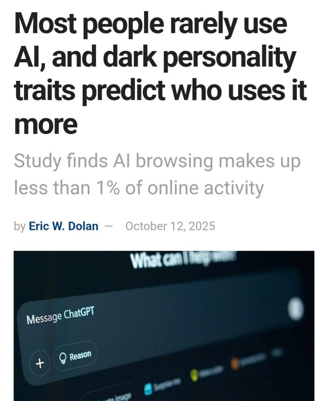 psychopaths and narcissists engage the most with ChatGPT